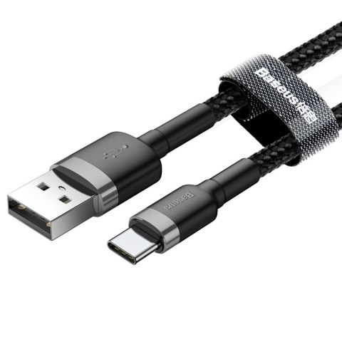 Wytrzymały nylonowy kabel przewód USB USB-C 2A 3M czarno-szary Wytrzymały nylonowy kabel przewód USB USB-C 2A 3M czarno-szary