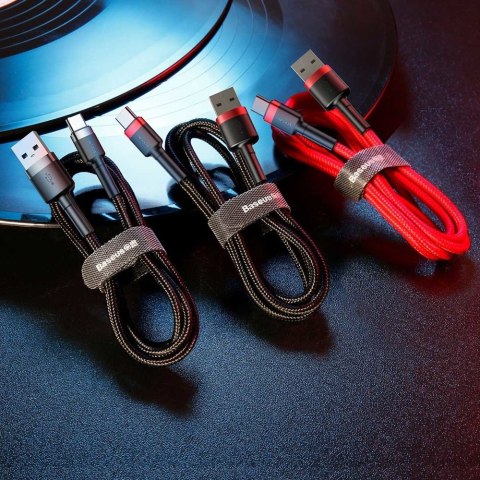 Wytrzymały nylonowy kabel przewód USB USB-C 2A 3M czarno-szary Wytrzymały nylonowy kabel przewód USB USB-C 2A 3M czarno-szary