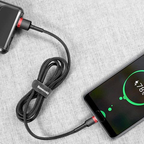 Wytrzymały nylonowy kabel przewód USB USB-C 2A 3M czarno-szary Wytrzymały nylonowy kabel przewód USB USB-C 2A 3M czarno-szary