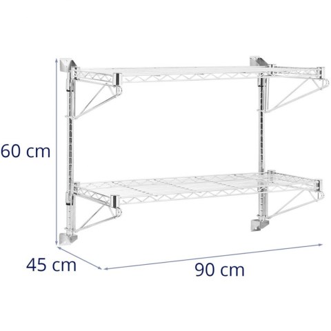 Półka druciana ścienna podwójna do 60 kg 90 x 35 x 60 cm Półka druciana ścienna podwójna do 60 kg 90 x 35 x 60 cm