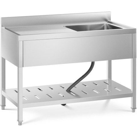 Zlew basen gastronomiczny jednokomorowy z półką i rantem prawy 120 x 60 x 94,5 cm Zlew basen gastronomiczny jednokomorowy z półką i rantem prawy 120 x 60 x 94,5 cm