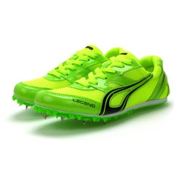 Zielone buty lekkoatletyczne z kolcami do biegów i skoków na bieżni Legend