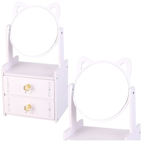 Mini Toaletka Lusterko Do Makijażu Dwie Szuflady Uszy Drewniana Biała Mini Toaletka Lusterko Do Makijażu Dwie Szuflady Uszy Drewniana Biała