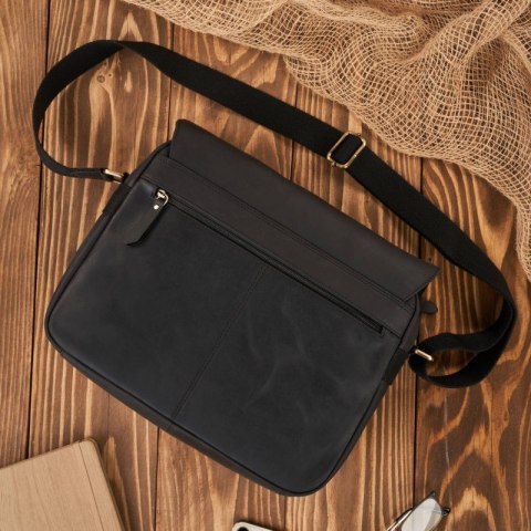 Torba męska na ramię skórzana czarna vintage na laptopa duża Paolo Peruzzi T-81-HBL Torba męska na ramię skórzana czarna vintage na laptopa duża Paolo Peruzzi T-81-HBL