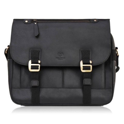 Torba męska na ramię skórzana czarna vintage na laptopa duża Paolo Peruzzi T-81-HBL Torba męska na ramię skórzana czarna vintage na laptopa duża Paolo Peruzzi T-81-HBL