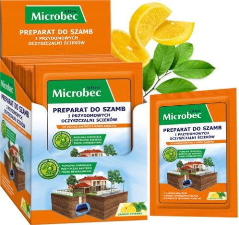 BROS - Microbec ULTRA 25g zapach cytryny - preparat do szamb - 18 szt. BROS - Microbec ULTRA 25g zapach cytryny - preparat do szamb - 18 szt.