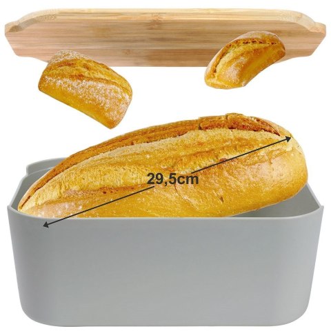 CHLEBAK Z DESKĄ BAMBUSOWĄ SZARY 259302 CHLEBAK Z DESKĄ BAMBUSOWĄ SZARY 259302