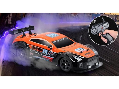 DUŻY Samochód Do Driftu Auto RC Drift 1:16 2,4 GHz PARA DYM 4WD Pomarańczowy Nissan GTR LED DUŻY Samochód Do Driftu Auto RC Drift 1:16 2,4 GHz PARA DYM 4WD Pomarańczowy Nissan GTR LED