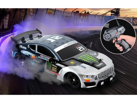 DUŻY Samochód Do Driftu Auto RC Drift 1:16 2,4 GHz PARA DYM Grafitowy Mustang 4WD LED DUŻY Samochód Do Driftu Auto RC Drift 1:16 2,4 GHz PARA DYM Grafitowy Mustang 4WD LED