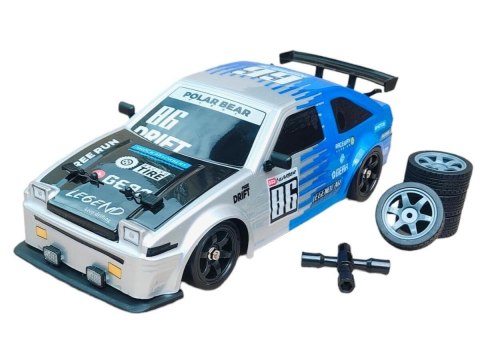 DUŻY Samochód Do Driftu Auto RC Drift 1:16 2,4 GHz PARA DYM Srebrna Toyota 4WD LED DUŻY Samochód Do Driftu Auto RC Drift 1:16 2,4 GHz PARA DYM Srebrna Toyota 4WD LED