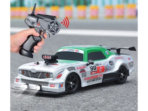 DUŻY Samochód Do Driftu Auto RC Drift 1:16 2,4 GHz PARA DYM Srebrny Dodge 4WD LED DUŻY Samochód Do Driftu Auto RC Drift 1:16 2,4 GHz PARA DYM Srebrny Dodge 4WD LED