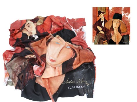 Chusta - A. Modigliani, Kobieta w kapeluszu i Mario Varvogli (CARMANI) Chusta - A. Modigliani, Kobieta w kapeluszu i Mario Varvogli (CARMANI)