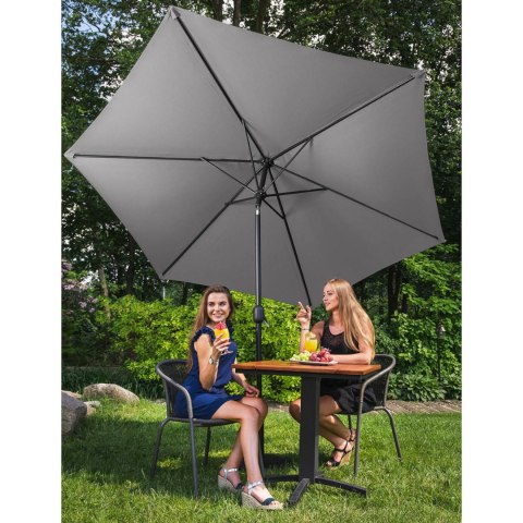 Parasol ogrodowy okrągły duży uchylny z korbką śr. 300 cm ciemnoszary Parasol ogrodowy okrągły duży uchylny z korbką śr. 300 cm ciemnoszary