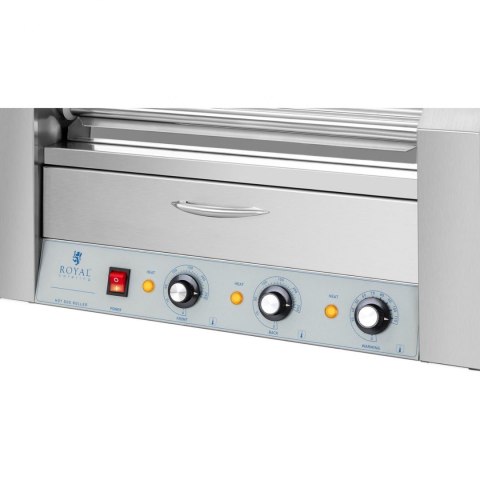 Podgrzewacz grill rolkowy do parówek hot-dogów z szufladą i osłoną - 5 rolek Podgrzewacz grill rolkowy do parówek hot-dogów z szufladą i osłoną - 5 rolek