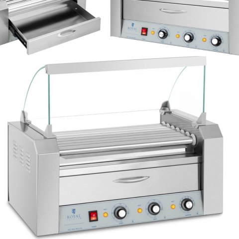 Podgrzewacz grill rolkowy do parówek hot-dogów z szufladą i osłoną - 7 rolek Podgrzewacz grill rolkowy do parówek hot-dogów z szufladą i osłoną - 7 rolek