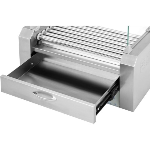 Podgrzewacz grill rolkowy do parówek hot-dogów z szufladą i osłoną - 7 rolek Podgrzewacz grill rolkowy do parówek hot-dogów z szufladą i osłoną - 7 rolek