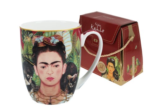 Kubek Camio - F. Kahlo, Autoportret z naszyjnikiem z cierni i kolibrem (CARMANI) Kubek Camio - F. Kahlo, Autoportret z naszyjnikiem z cierni i kolibrem (CARMANI)