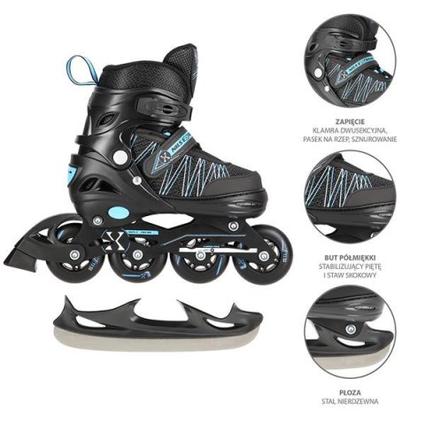 NH11912 A 2w1 BLACK/BLUE ROZM. S(31-34) ŁYŻWOROLKI Z WYM. PŁ. HOKEJOWĄ NILS EXTREME NH11912 A 2w1 BLACK/BLUE ROZM. S(31-34) ŁYŻWOROLKI Z WYM. PŁ. HOKEJOWĄ NILS EXTREME