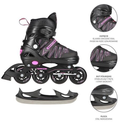 NH11912 A 2w1 BLACK/PINK ROZM. S(31-34) ŁYŻWOROLKI Z WYM. PŁ. HOKEJOWĄ NILS EXTREME NH11912 A 2w1 BLACK/PINK ROZM. S(31-34) ŁYŻWOROLKI Z WYM. PŁ. HOKEJOWĄ NILS EXTREME