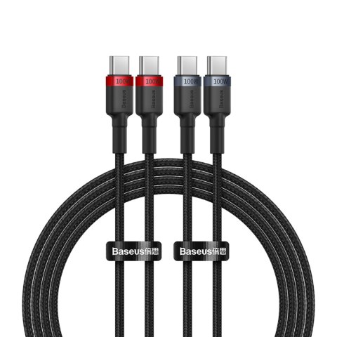 2x Kabel przewód Cafule USB-C - USB-C 100W 2m - czerwono-czarny i czarno-szary 2x Kabel przewód Cafule USB-C - USB-C 100W 2m - czerwono-czarny i czarno-szary