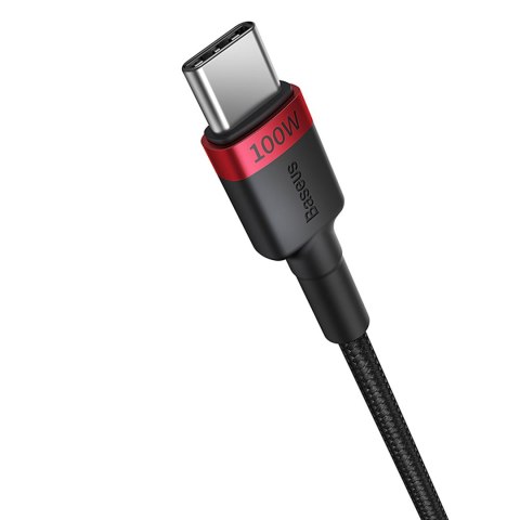 2x Kabel przewód Cafule USB-C - USB-C 100W 2m - czerwono-czarny i czarno-szary 2x Kabel przewód Cafule USB-C - USB-C 100W 2m - czerwono-czarny i czarno-szary