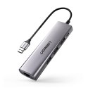 5w1 HUB Adapter USB-A 3.0 - RJ45 / 3x USB-A 3.0 / micro USB - szary