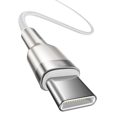 Kabel przewód USB-C - USB-C Series Metal Data PD QC SCP 100W 5A 1m - biały