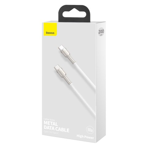 Kabel przewód USB-C - USB-C Series Metal Data PD QC SCP 100W 5A 1m - biały