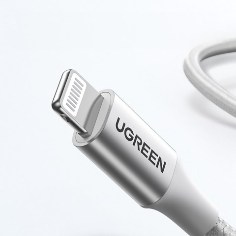 Kabel przewód USB-C - iPhone Lightning MFi 1m - srebrny Kabel przewód USB-C - iPhone Lightning MFi 1m - srebrny