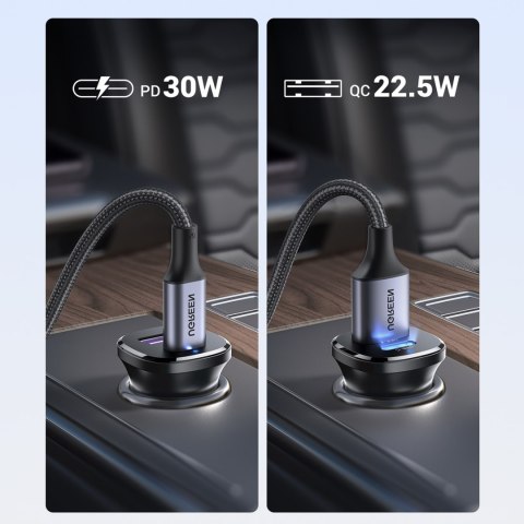 Ładowarka samochodowa USB-C USB-A 30W - czarna Ładowarka samochodowa USB-C USB-A 30W - czarna