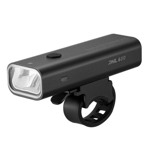 Lampka rowerowa przednia z funkcją latarki biała 600lm IPX6 USB-C - czarna Lampka rowerowa przednia z funkcją latarki biała 600lm IPX6 USB-C - czarna