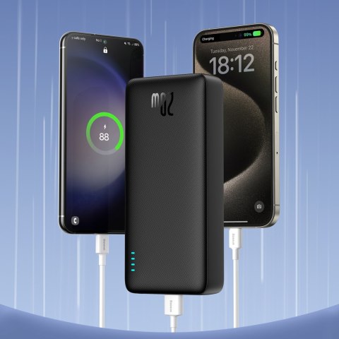 Powerbank 20000mAh Airpow 20W z kablem USB-A - USB-C 50cm - czarny Powerbank 20000mAh Airpow 20W z kablem USB-A - USB-C 50cm - czarny