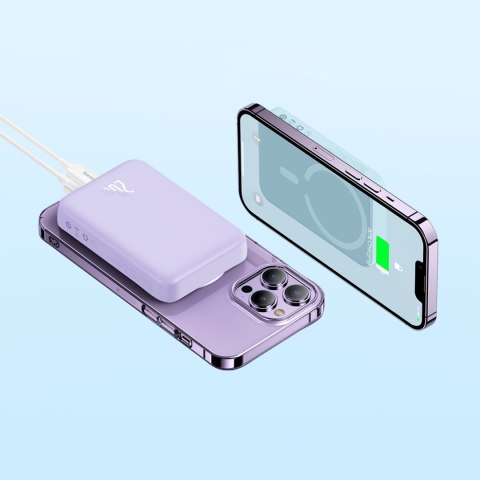 Powerbank magnetyczny indukcyjny 10000mAh 20W + kabel USB-C - fioletowy Powerbank magnetyczny indukcyjny 10000mAh 20W + kabel USB-C - fioletowy