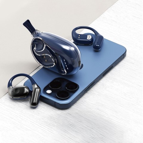 Słuchawka biznesowa Bluetooth 5.3 OWS USB-C - granatowa Słuchawka biznesowa Bluetooth 5.3 OWS USB-C - granatowa