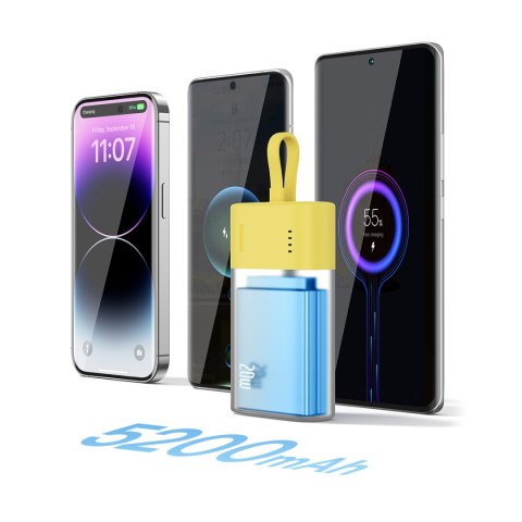 Powerbank Popsicle 5200mAh 20W z kablem Lightning 60W/20V/3A/30cm - zółto-różowy Powerbank Popsicle 5200mAh 20W z kablem Lightning 60W/20V/3A/30cm - zółto-różowy