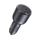Ładowarka samochodowa 130W 2x USB-C 1x USB-A - szara