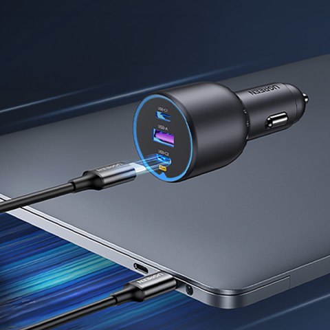 Ładowarka samochodowa 130W 2x USB-C 1x USB-A - szara Ładowarka samochodowa 130W 2x USB-C 1x USB-A - szara