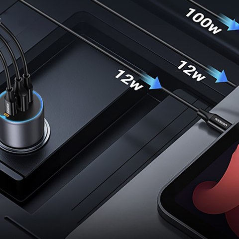 Ładowarka samochodowa 130W 2x USB-C 1x USB-A - szara Ładowarka samochodowa 130W 2x USB-C 1x USB-A - szara