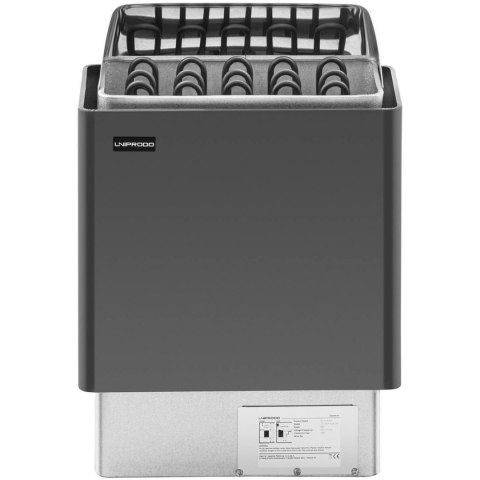Piec do sauny elektryczny 8-12 m3 do 110C 400 V 8 kW czarno-srebrny Piec do sauny elektryczny 8-12 m3 do 110C 400 V 8 kW czarno-srebrny