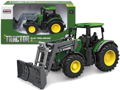 Traktor Zielony 1:24 Rolnik Spychacz Gumowe Koła Traktor Zielony 1:24 Rolnik Spychacz Gumowe Koła