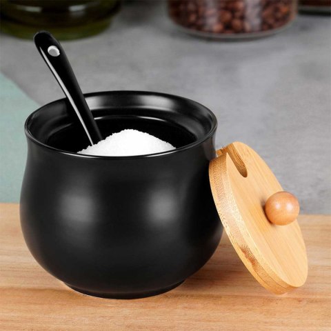 CUKIERNICA CUKIERNICZKA CERAMICZNA Z ŁYŻECZKĄ CZARNA 139683 CUKIERNICA CUKIERNICZKA CERAMICZNA Z ŁYŻECZKĄ CZARNA 139683