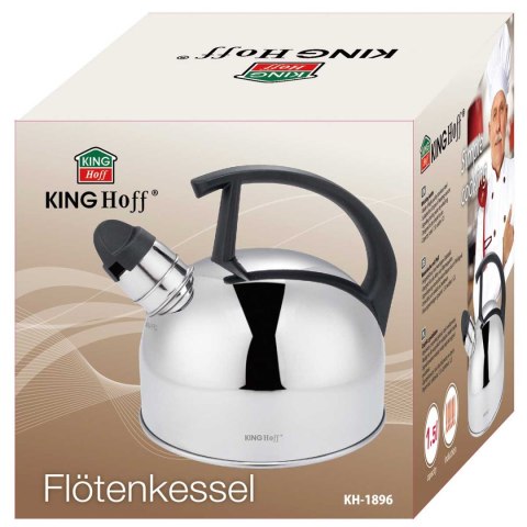 CZAJNIK 1,5L Z GWIZDKIEM KINGHOFF KH-1896 SREBRNY