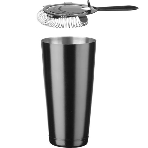 Zestaw barmański w tubie shaker jigger sitko muddler łyżka - czarny Zestaw barmański w tubie shaker jigger sitko muddler łyżka - czarny