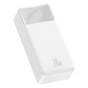 Bipow powerbank z szybkim ładowaniem 30000mAh kabel USB-A microUSB 0.25m biały