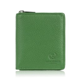 Portfel damski skórzany na suwak zielony RFID Paolo Peruzzi T-139-GB