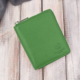 Portfel damski skórzany na suwak zielony RFID Paolo Peruzzi T-139-GB