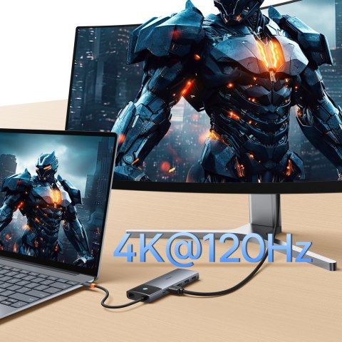 10w1 HUB Adapter USB-C do HDMI / USB-A / USB-C / RJ45 / SD / TF / USB-C PD szary 10w1 HUB Adapter USB-C do HDMI / USB-A / USB-C / RJ45 / SD / TF / USB-C PD szary