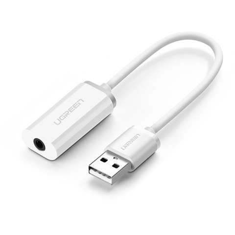 Adapter przejściówka USB-A (męski) - mini jack 3.5 mm (żeński) - biały Adapter przejściówka USB-A (męski) - mini jack 3.5 mm (żeński) - biały