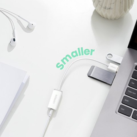 Adapter przejściówka USB-A (męski) - mini jack 3.5 mm (żeński) - biały Adapter przejściówka USB-A (męski) - mini jack 3.5 mm (żeński) - biały