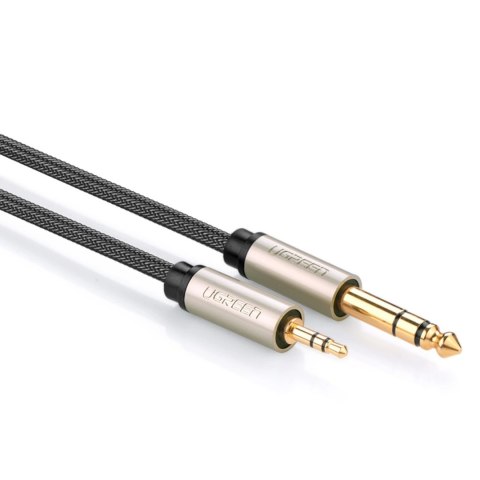 Kabel przewód audio TRS mini jack 3.5mm - jack 6.35mm 3m - szary Kabel przewód audio TRS mini jack 3.5mm - jack 6.35mm 3m - szary